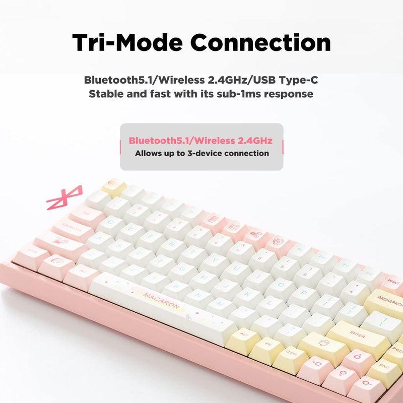 YUNZII YZ84 75％ホットスワップ可能メカニカルキーボード 2.4G / USB-C/Bluetoothキーボード RGBバックラ USB Win YZ84 75％ホットスワップ可能メカニカルキーボード 4G C/Bluetoothキーボード RGBバックラ