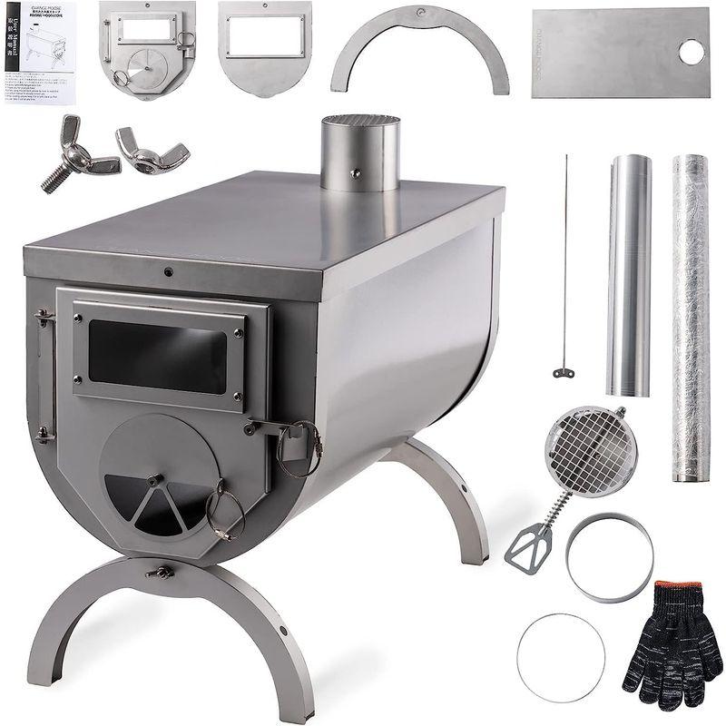 CHANGE MOORE 薪ストーブ 折りたたみ キャンプ 耐熱ガラス 煙突 アウトドア 軽量2.8kg コンパクト収納 304ステンレス 304ステンレス MOORE 薪ストーブ 折りたたみ キャンプ 耐熱ガラス 煙突 アウトドア 軽量2 8kg コンパクト収納