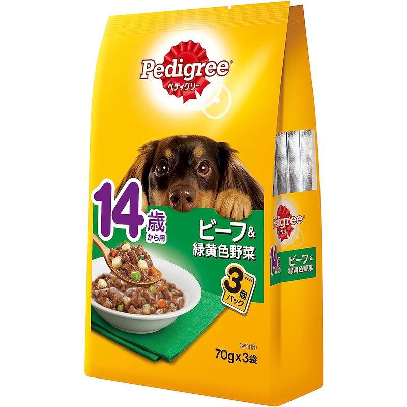 ペディグリー シニア犬 14歳から用 ビーフ&緑黄色野菜 210g(70g×3袋)×48個 ドッグフード・パウチ 210g ドッグフード %以下 シニア犬 14歳から用 ビーフ&緑黄色野菜 70g×3袋 ×48個 パウチ %以上