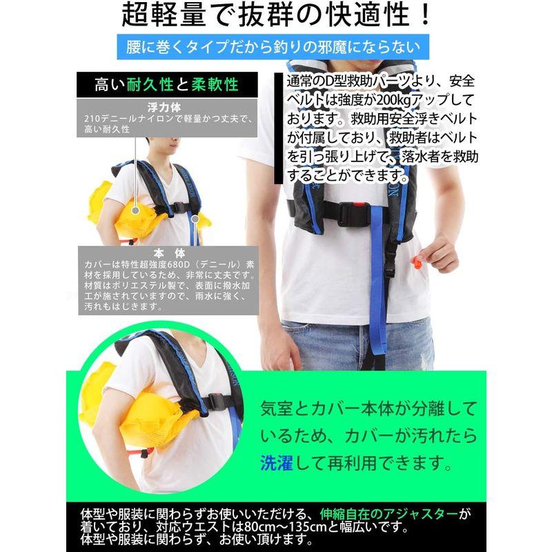 ライフジャケット EYSON 高機能ライフジャケット 自動/手動膨張 (手動膨張 オレンジ)｜chaco-2｜09