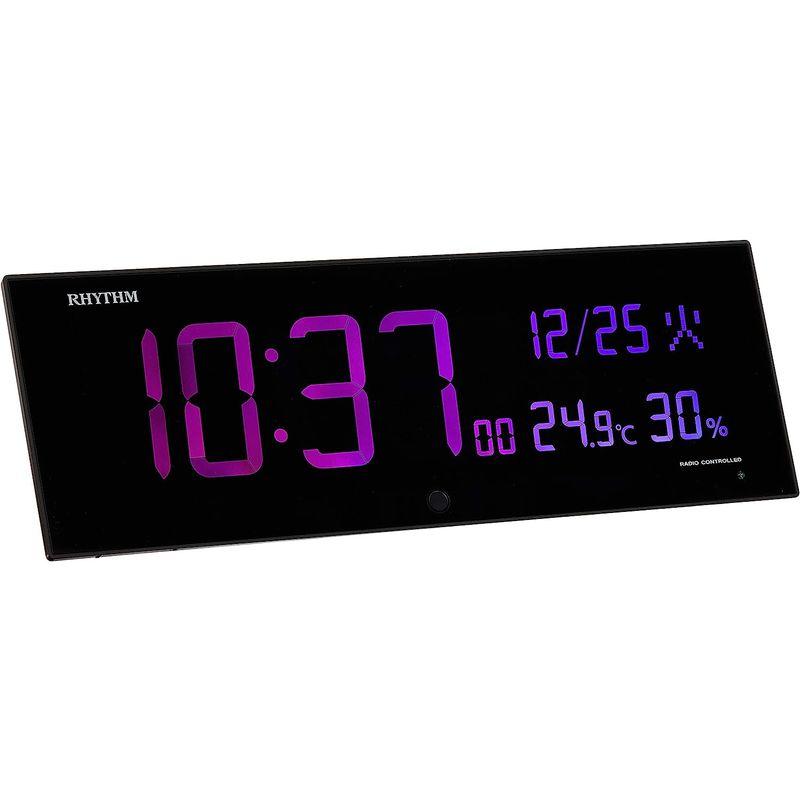 リズム(RHYTHM) 大型 掛け時計 電波時計 デジタル カラー グラデーション LED 365色 表示 黒 Iroria G 8RZ18 RHYTHM 大型 掛け時計 電波時計 デジタル カラー グラデーション LED 365色 表示 Iroria 8RZ18 サイズ