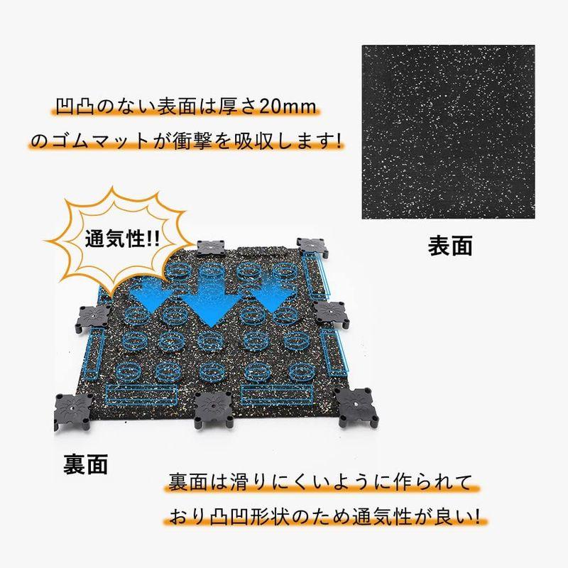 輝力士 ジムマット 防音マット トレーニングマット ゴムマット 運動器具マット 硬度60?65 50cm*50cm 20mm 連結パーツ付き ジムマット 防音マット トレーニングマット ゴムマット 運動器具マット 硬度60 50cm*50cm 20mm 連結パーツ付き