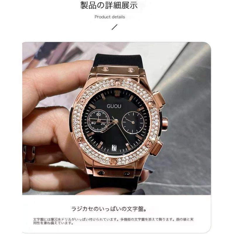 腕時計 レディース 腕時計 ウォッチ アクセサリー かわいい おしゃれ 円形 カレンダー (ブラックYIN)｜chaco-2｜09