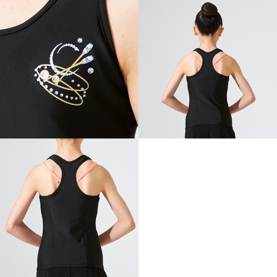 B1648【チャコット】L/黒/カラフルラインストーン/トップス☆社交ダンス B1648【チャコット】L/黒/カラフルラインストーン/トップス☆社交