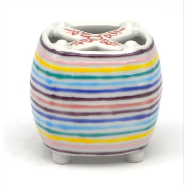 茶道具/蓋置/futaoki/lid rest】蓋置 色絵 糸巻 高野昭阿弥作（木箱