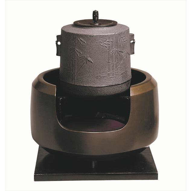 茶道具 古物品 風炉釜 筒 竹紋 菊地政光 紙箱入 茶道具 風炉釜 風炉用釜 尾垂釜 羽落ち 竹地紋 菊池政光作 釜鐶