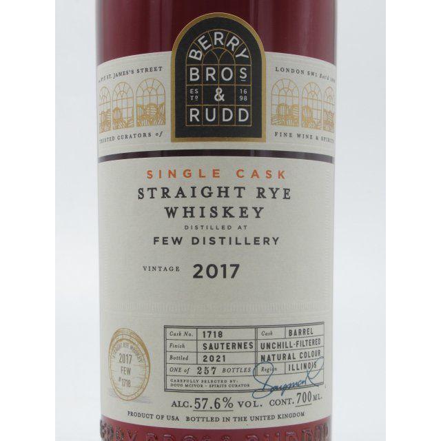 フュー 4年 2017 ソーテルヌカスク フィニッシュ ライウイスキー (BBR ベリーブラザーズ＆ラッド) 57.6度 700ml｜chagatapark｜02