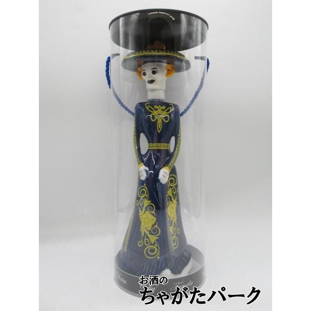 ドーニャ セリア レポサド (ブルー) 装飾ガイコツ陶器ボトル 40度