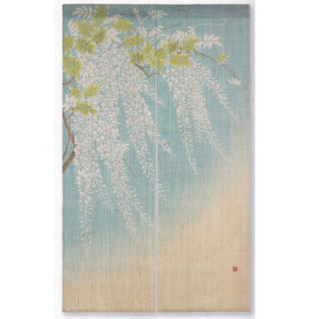 藤なみ　藤の花デザインのれん お取り寄せ】麻ろうけつ染めのれん『藤なみ』（和風のれん）【暖簾/春