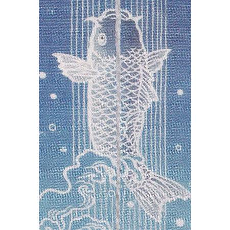 お取り寄せ】麻彩色のれん『こいの滝登り』（和風のれん）【京都 洛柿