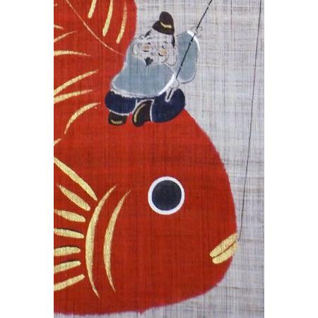 お取り寄せ】麻縁起タペストリー『鯛恵比寿』（掛軸、和風タペストリー