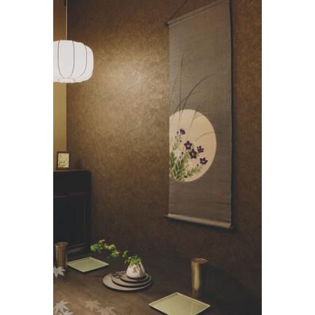 お取り寄せ】麻手描きタペストリー『桔梗』(掛軸、和風 お取り寄せ】麻手描きタペストリー『桔梗』(掛軸、和風