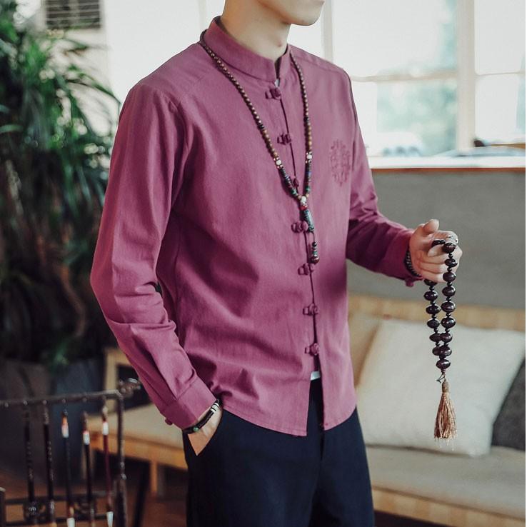 チャイナ服 メンズ トップス Chaiは最大ポイント3倍 無地 前開き シャツ ワンポイント 刺繍 民族風 普段着 長袖 男性用 Mt05 Mt05 チャイナ服専門店chai 通販 Yahoo ショッピング