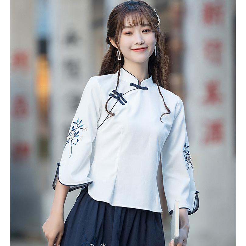 チャイナ服 トップス chaiは☆ポイント最大3倍 刺繍 春夏 七分袖