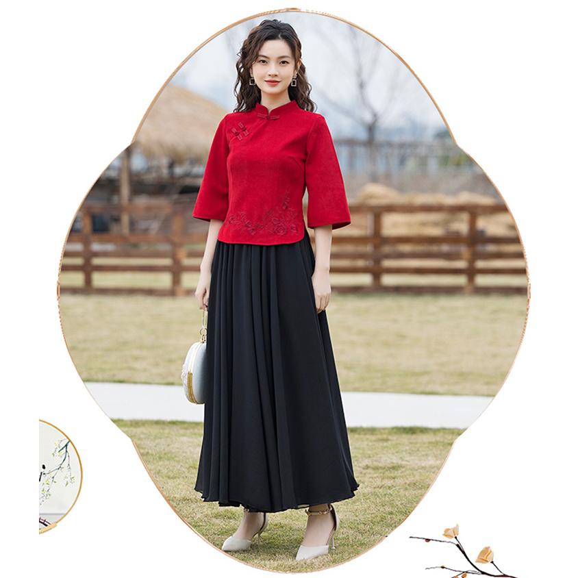 チャイナ トップス チャイナ服 中国 タンクトップ ハイネック ノースリーブ 赤 チャイナ トップス チャイナ服 中国 タンクトップ ハイネック