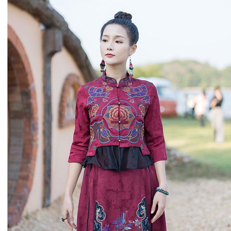 チャイナ服 トップス ☆chaiは最大ポイント3倍☆ 春夏 凝った刺繍 七分