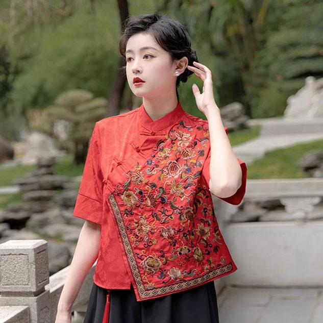 チャイナ服 トップス ☆chaiは最大ポイント3倍☆ 春夏 凝った チャイナ服 トップス ☆chaiは最大ポイント3倍☆ 春夏 凝った