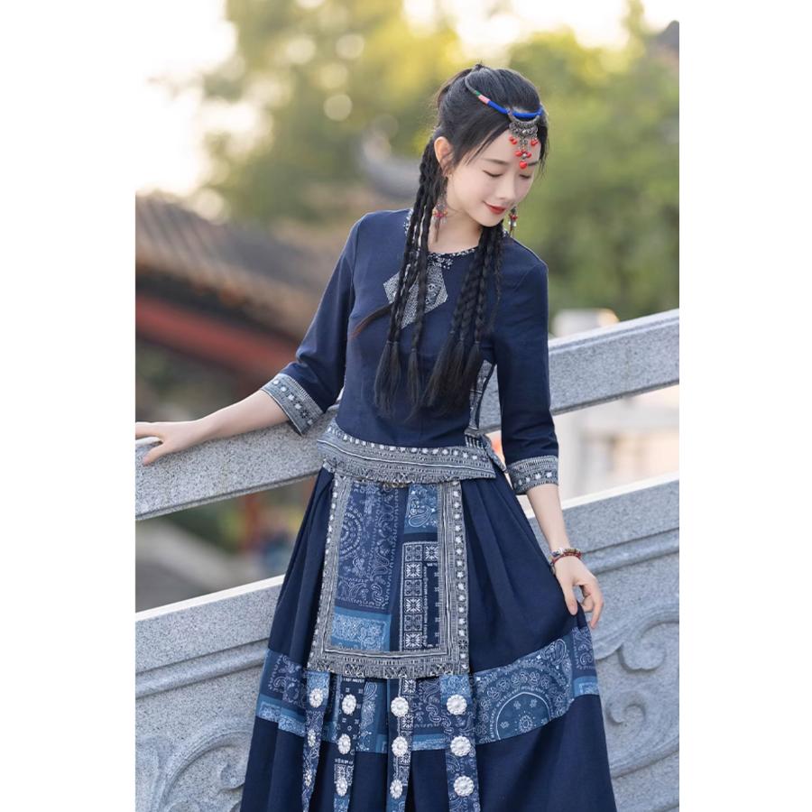 チャイナ服 トップス ☆chaiは最大ポイント3倍☆ 春夏 七分袖 民族模様