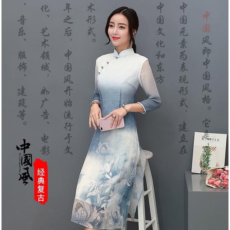 チャイナドレス 七分袖 ワンピ 襟付き チャイナ服 ロング ワンピース 普段着 舞台 衣装 民族 中国風 Zl103 Chaiはポイント最大3倍 Zl103 チャイナ服専門店chai 通販 Yahoo ショッピング