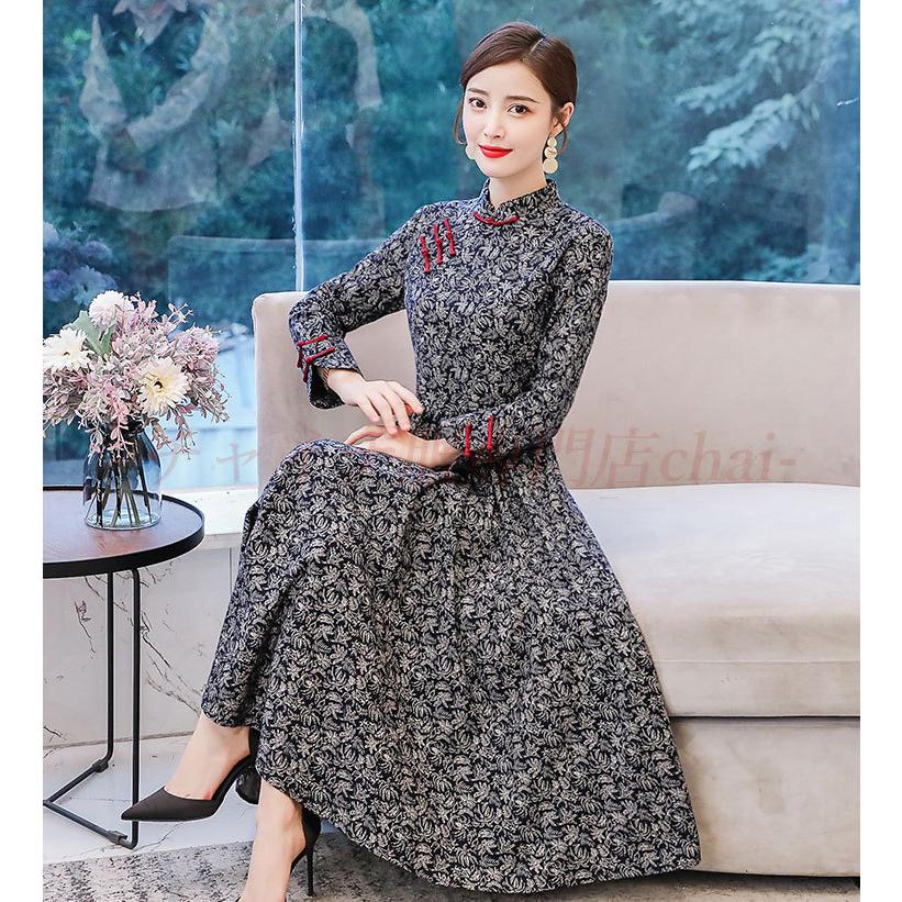 安い購入 チャイナドレス ワンピース 上品 雅なデザイン ロング丈 長袖 チャイナ服 普段着 舞台 衣装 民族 中国風 Zl191 21年春夏再販 Centroprofesorjuanbosch Com