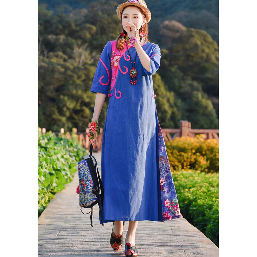 チャイナドレス ワンピース Chaiは ポイント最大3倍 五分袖 ロング丈 チャイナボタン チャイナ服 普段着 衣装 民族 中国風 Zl6 Zl6 チャイナ服専門店chai 通販 Yahoo ショッピング