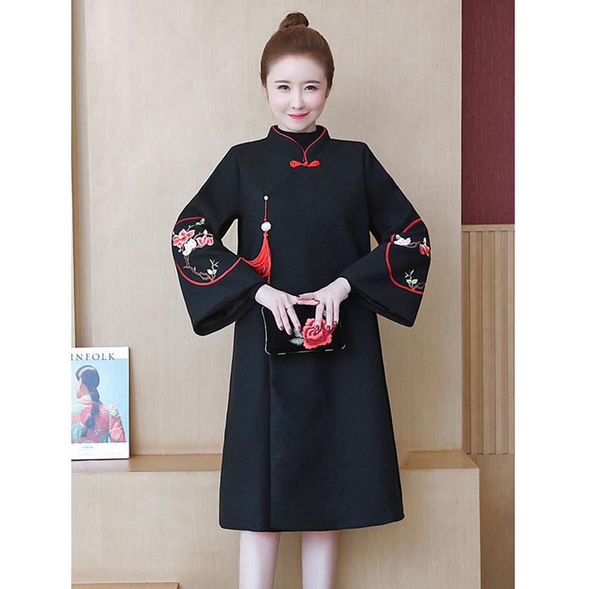 残りわずか 在庫限り超価格 チャイナ服 アウター 刺繍 ワンピースコート 9分袖 羽織 民族衣装 中国服 普段着 Zo162 流行に Www Centrodeladultomayor Com Uy