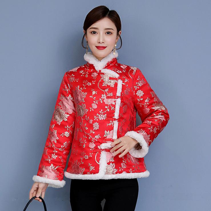 S チャイナ服 ジャケット コート アウター 花柄 トップス シャツ お得