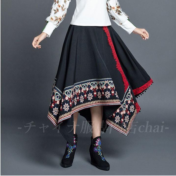 チャイナ服 スカート ミディアム丈 アシンメトリー 民族風 チャイナスカート 刺繍 ボトムス チャイナテイスト 舞踏 中国風 民族衣装 Zq16 Zq16 チャイナ服専門店chai 通販 Yahoo ショッピング