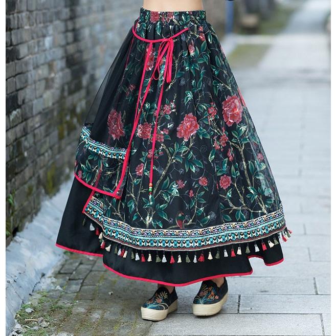 チャイナ服 スカート Aライン 装飾スカート ロング丈 花柄 民族風 チャイナスカート ボトムス 舞踏 中国風 民族衣装 Zq22 Zq22 チャイナ服専門店chai 通販 Yahoo ショッピング