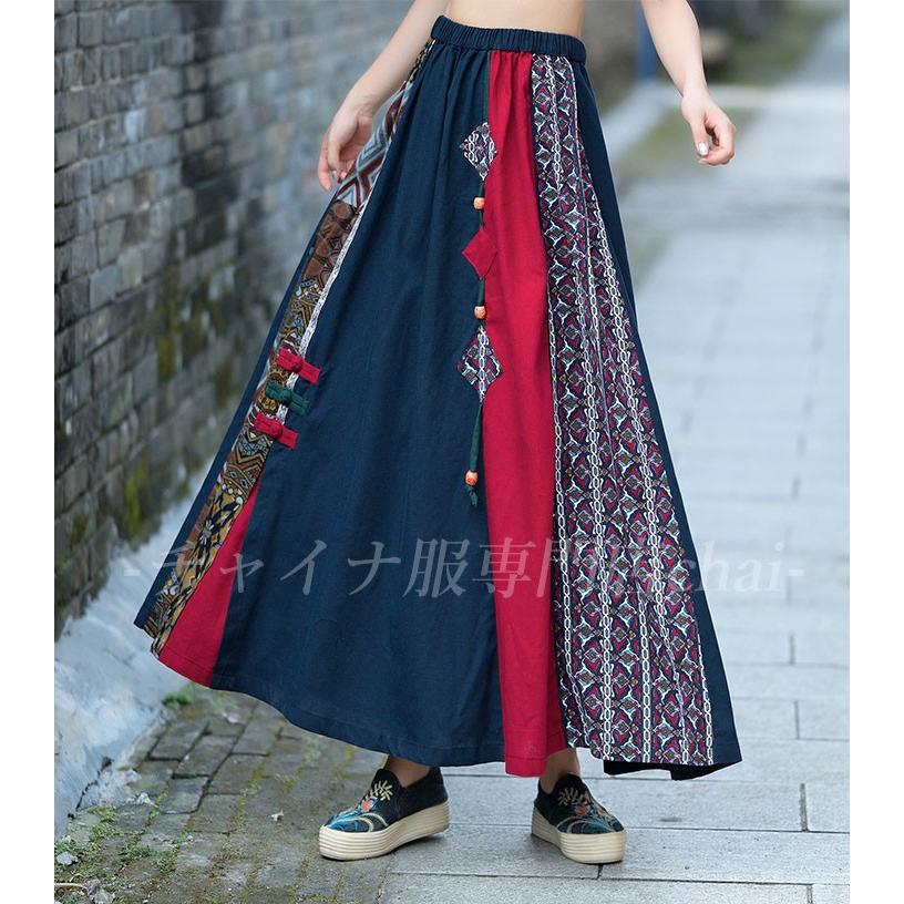 チャイナ服 スカート Aライン 装飾スカート ロング丈 切り替えデザイン 民族風 チャイナスカート ボトムス 舞踏 中国風 民族衣装 Zq23 Zq23 チャイナ服専門店chai 通販 Yahoo ショッピング