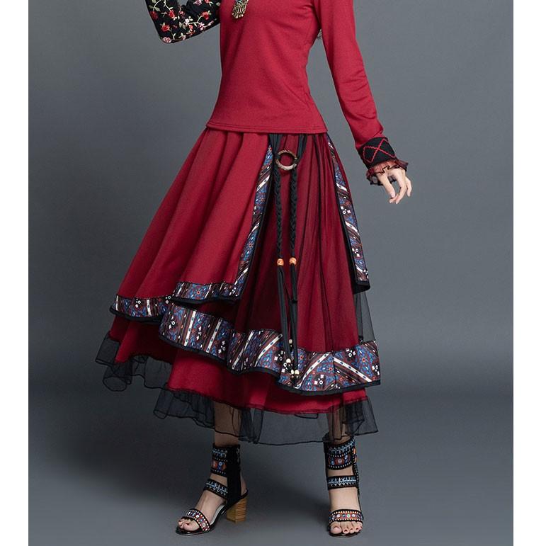 チャイナ服 スカート シフォン Aライン 装飾スカート 民族風 チャイナスカート ボトムス 舞踏 中国風 民族衣装 Zq31 Zq31 チャイナ服専門店chai 通販 Yahoo ショッピング