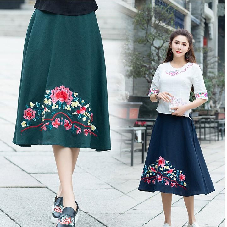 チャイナ服 花柄スカート 刺繍 Aライン ボトムス チャイナテイスト 舞踏 中国風 民族衣装 Zq5 Chaiはポイント最大3倍 Zq5 チャイナ服専門店chai 通販 Yahoo ショッピング