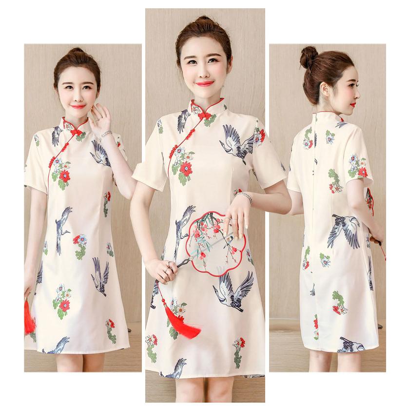チャイナドレス ワンピース Chaiは ポイント最大3倍 鶴柄 花柄 半袖 ひざ丈 チャイナ服 普段着 衣装 民族 中国風 Zs1 Zs1 チャイナ服専門店chai 通販 Yahoo ショッピング