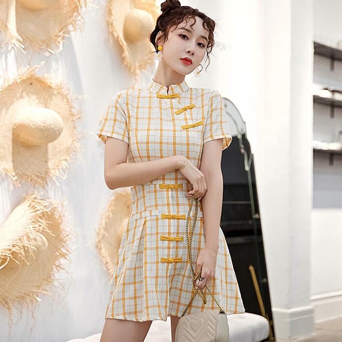 チャイナドレス ワンピース Chaiは ポイント最大3倍 チェック ショート丈 半袖 チャイナボタン チャイナ服 普段着 衣装 民族 中国風 Zs138 Zs138 チャイナ服専門店chai 通販 Yahoo ショッピング
