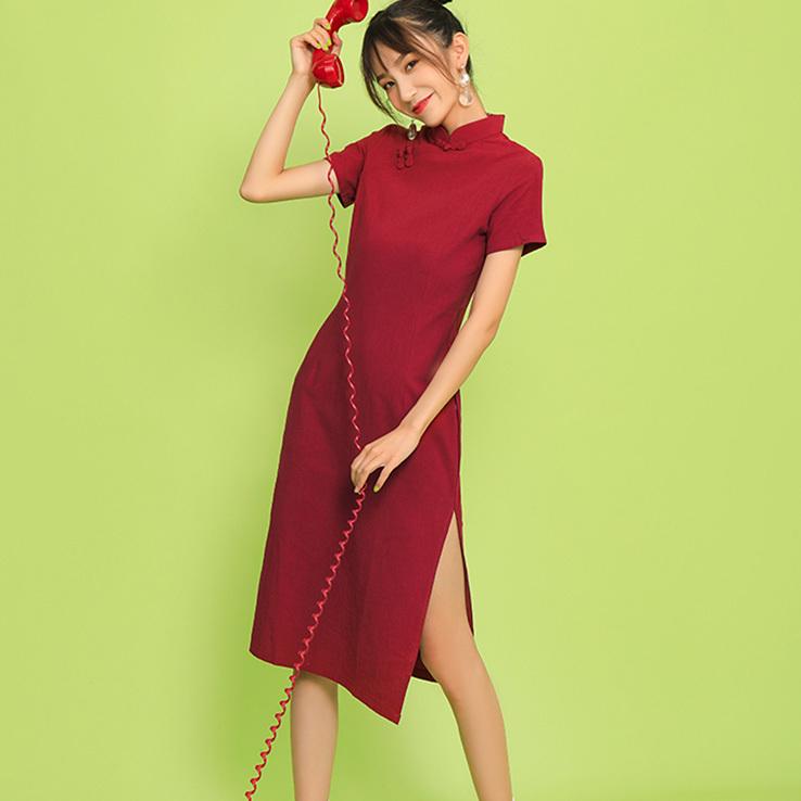 チャイナドレス Chaiは ポイント最大3倍 無地 チャイナワンピース 半袖 ミドル丈 チャイナボタン チャイナ服 普段着 中華 旗袍 Zs168 Zs168 チャイナ服専門店chai 通販 Yahoo ショッピング