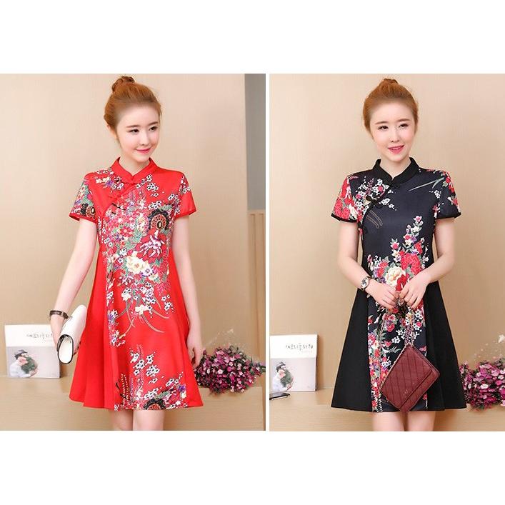 チャイナ服 ひざ丈 ワンピース 半袖 和柄 チャイナドレス 旗袍 普段着 舞台 衣装 民族 中国風 Zs33 Chaiはポイント最大3倍 Zs33 チャイナ服専門店chai 通販 Yahoo ショッピング