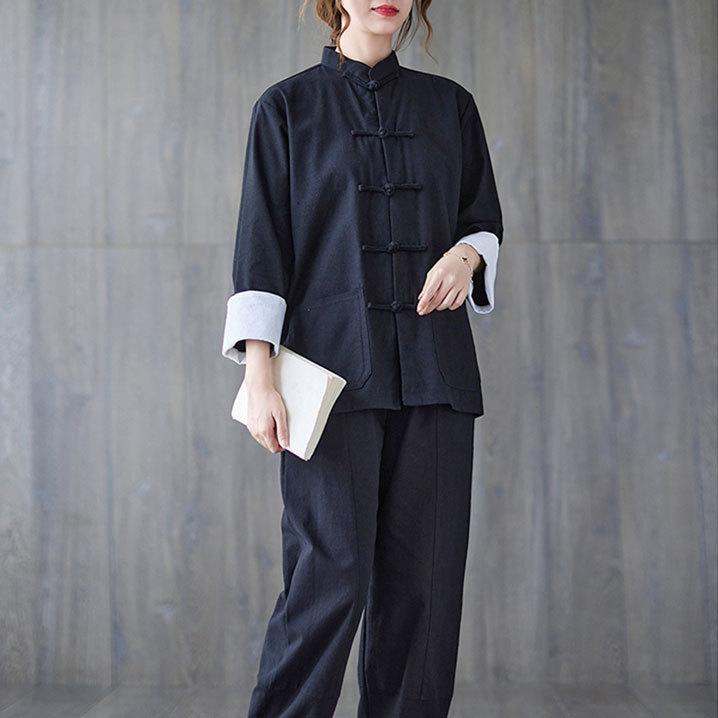 チャイナ服 トップス ☆chaiは最大ポイント3倍☆ シンプル 無地 長袖