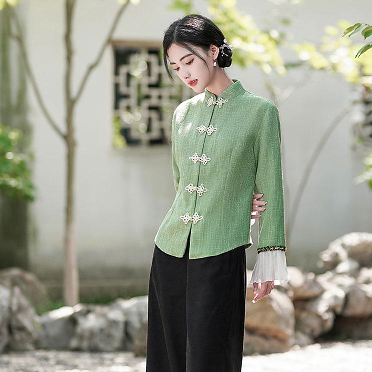 チャイナ服 トップス ☆chaiは最大ポイント3倍☆ 長袖 上品 高級感 茶 