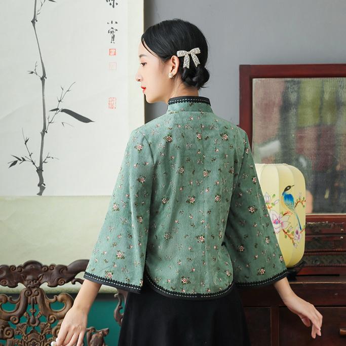 チャイナ服 トップス ☆chaiは最大ポイント3倍☆ 素朴な風合い 春秋 七  