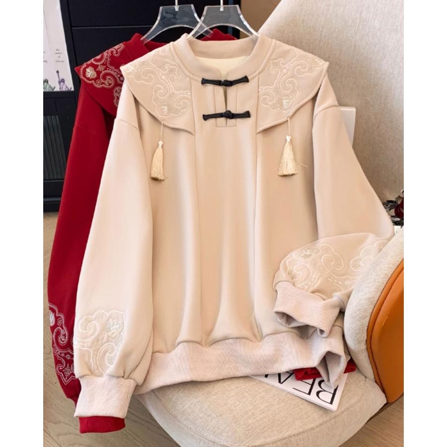 チャイナ服 長袖トップス ☆chaiは最大ポイント3倍☆ 刺繍 可愛い
