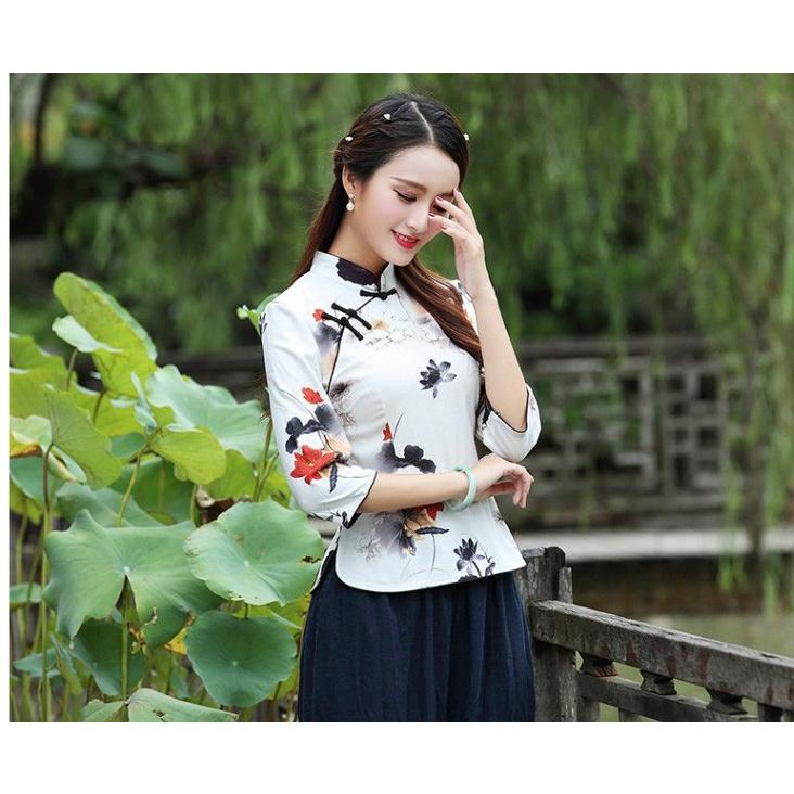 チャイナ服 トップス 7分袖 チャイナドレス 上品 本格 普段着 舞台