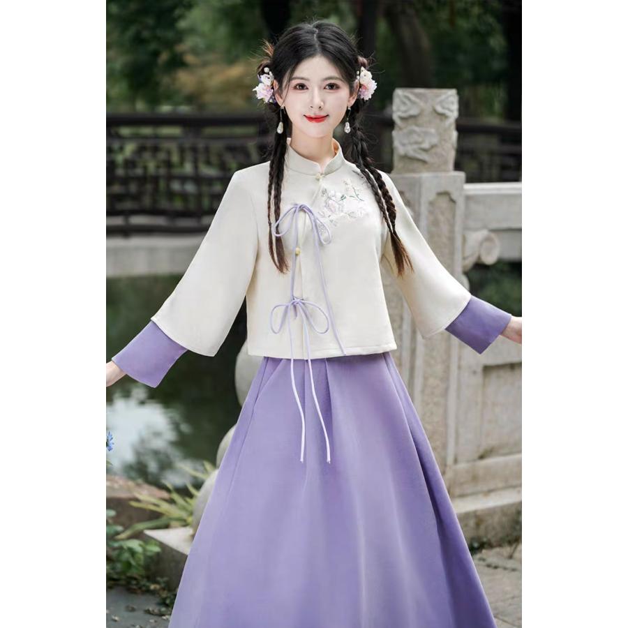 ティーチ　チャイナ　プロモ チャイナ服 トップス ☆chaiは最大ポイント3倍☆ 秋冬 長袖 重ね着風袖