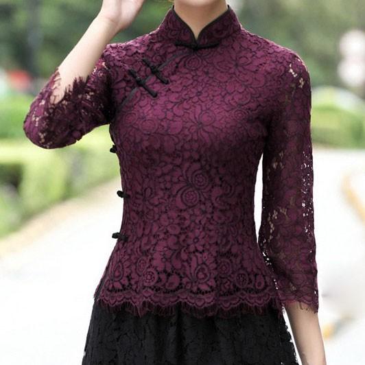 七分袖 トップス チャイナ服 レース チャイナドレス 上品 本格 七分袖 トップス チャイナ服 レース チャイナドレス 上品 本格