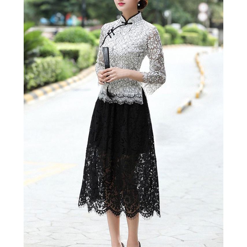 七分袖 トップス チャイナ服 レース チャイナドレス 上品 本格 七分袖 トップス チャイナ服 レース チャイナドレス 上品 本格