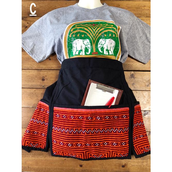 カフェエプロン　モン族刺（オレンジ系）　タイ雑貨　タイ料理　エプロン　モン族　民族衣装 |  | 17