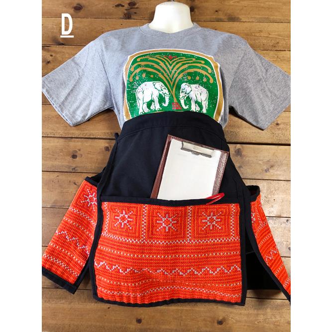 カフェエプロン　モン族刺（オレンジ系）　タイ雑貨　タイ料理　エプロン　モン族　民族衣装 |  | 04