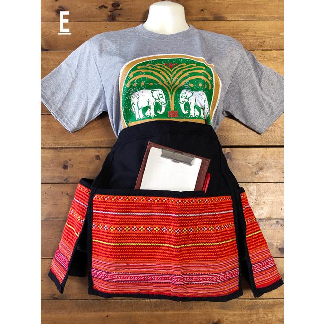 カフェエプロン　モン族刺（オレンジ系）　タイ雑貨　タイ料理　エプロン　モン族　民族衣装 |  | 18