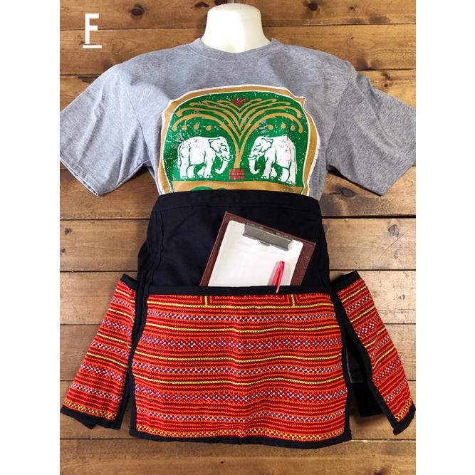 カフェエプロン　モン族刺（オレンジ系）　タイ雑貨　タイ料理　エプロン　モン族　民族衣装 |  | 20