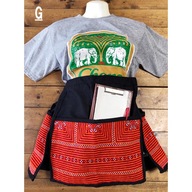 カフェエプロン　モン族刺（オレンジ系）　タイ雑貨　タイ料理　エプロン　モン族　民族衣装 |  | 07