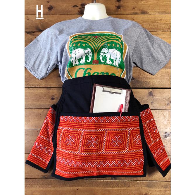 カフェエプロン　モン族刺（オレンジ系）　タイ雑貨　タイ料理　エプロン　モン族　民族衣装 |  | 21
